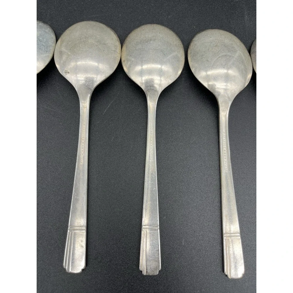 Soup Or Cream Spoon Set Silverplate Grenoble By Oneida Silver 5 Pieces